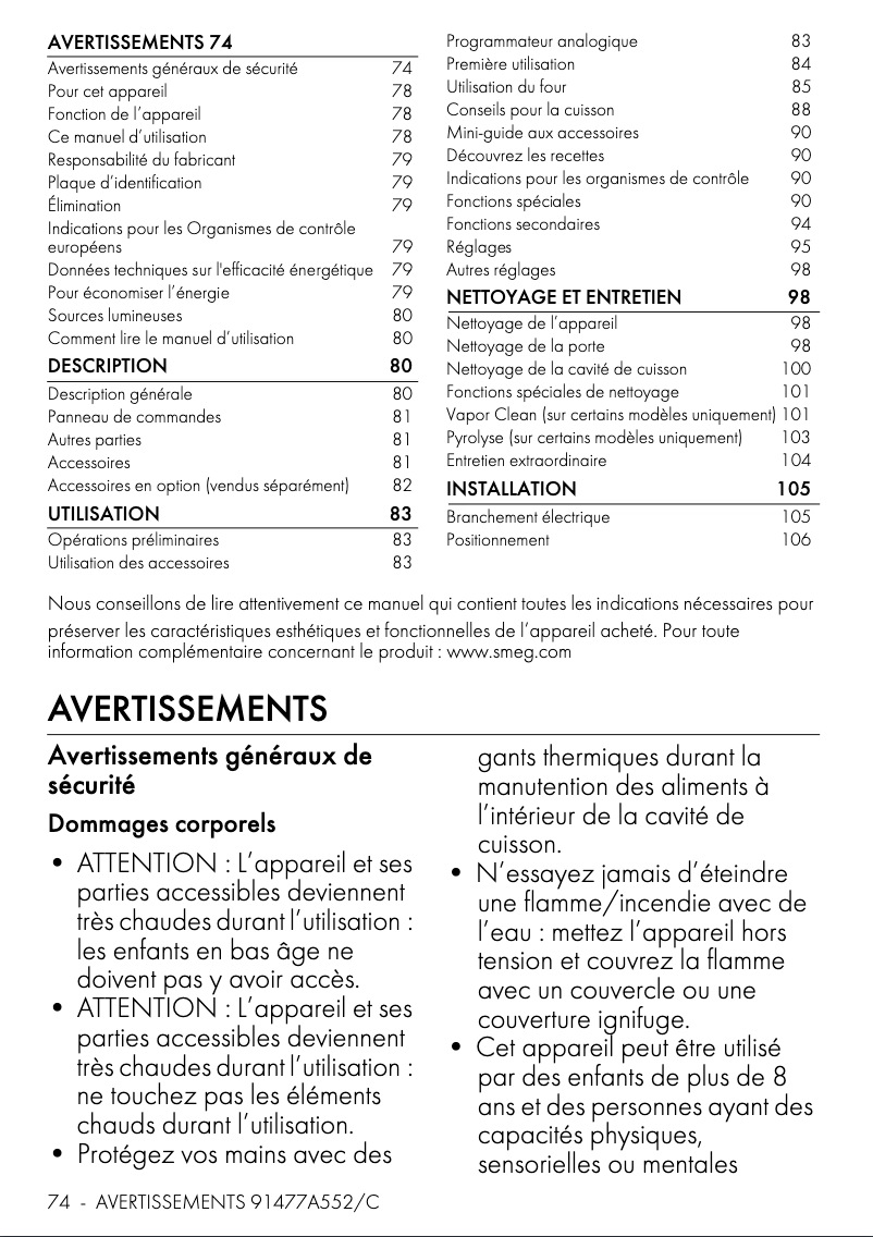 Page 1 of the manual User Manual Smeg SOP6102TB3