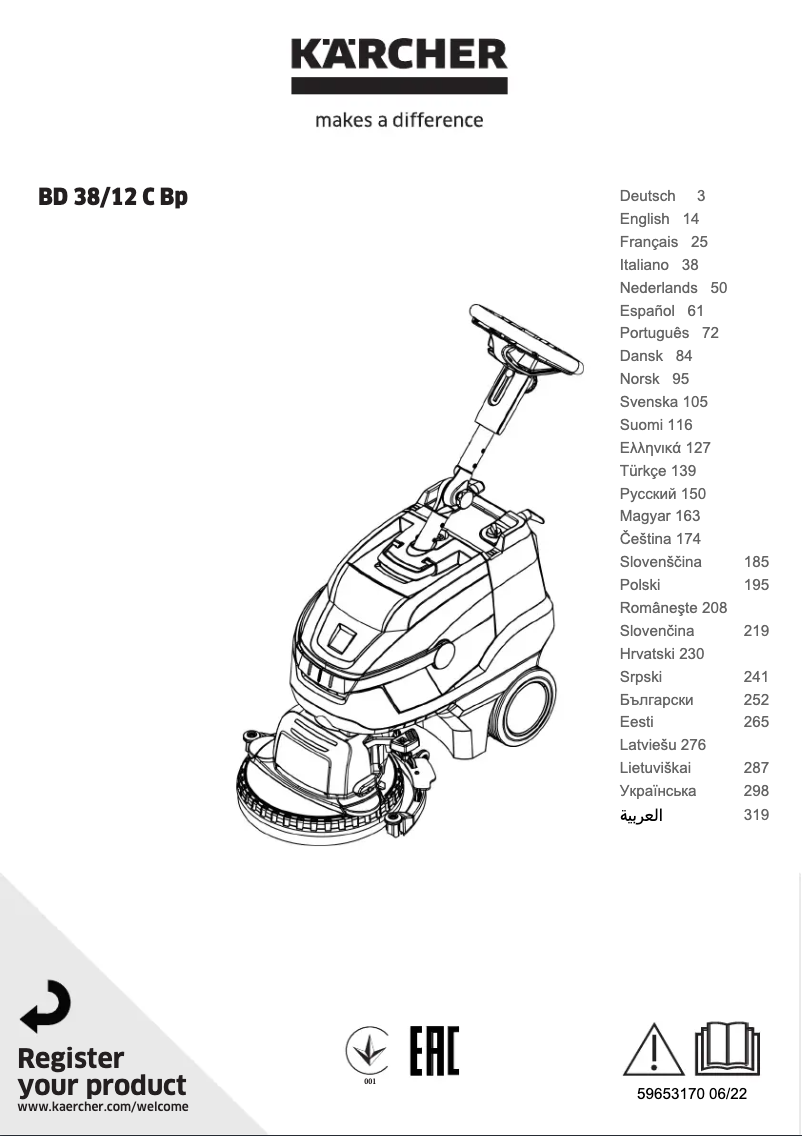 First page image of the manual for BD 38/12 C Bp