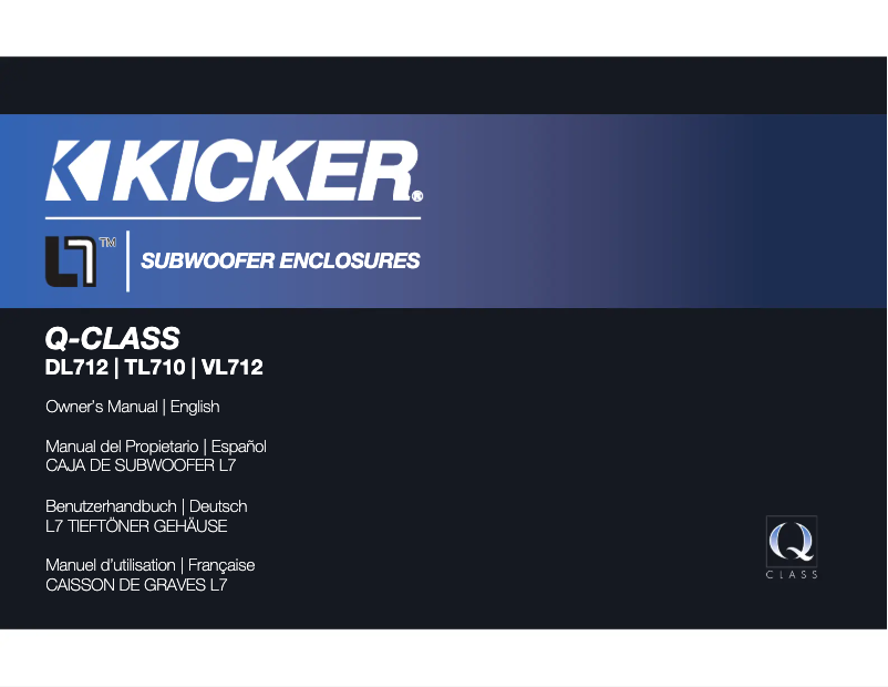 Page 1 de la notice Manuel utilisateur Kicker Q-Class 41DL7122