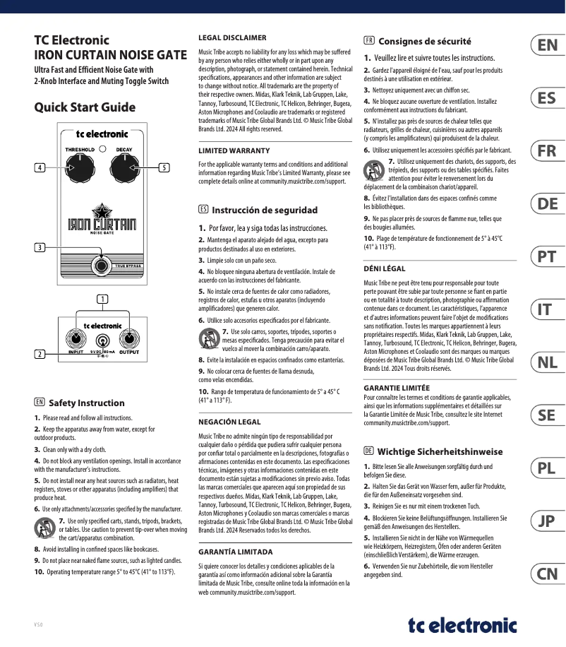 Page 1 of the manual User Manual TC Electronic Iron Curtain Noise Gate
