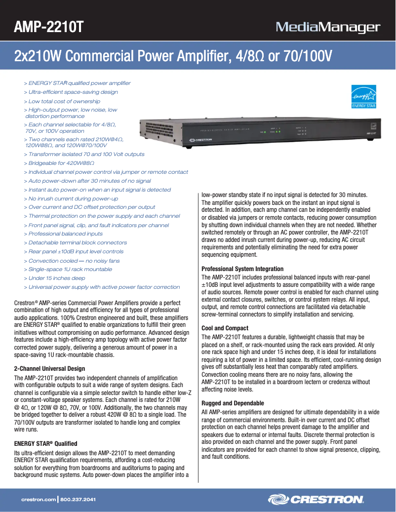 Image de la première page du manuel de l'appareil AMP-2210T