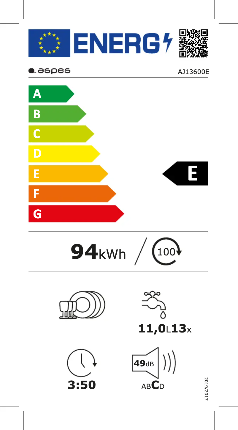 First page image of the manual for AJ13600E