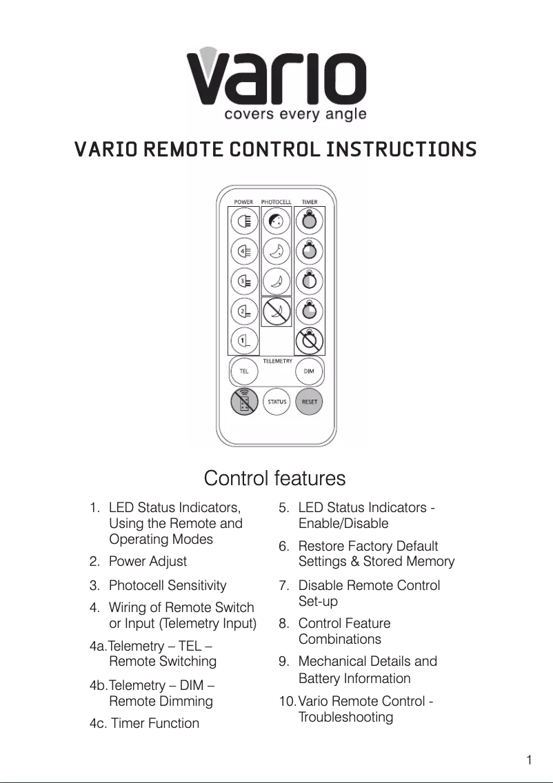 Page 1 of the manual User Manual Raytec VAR-RC-V1