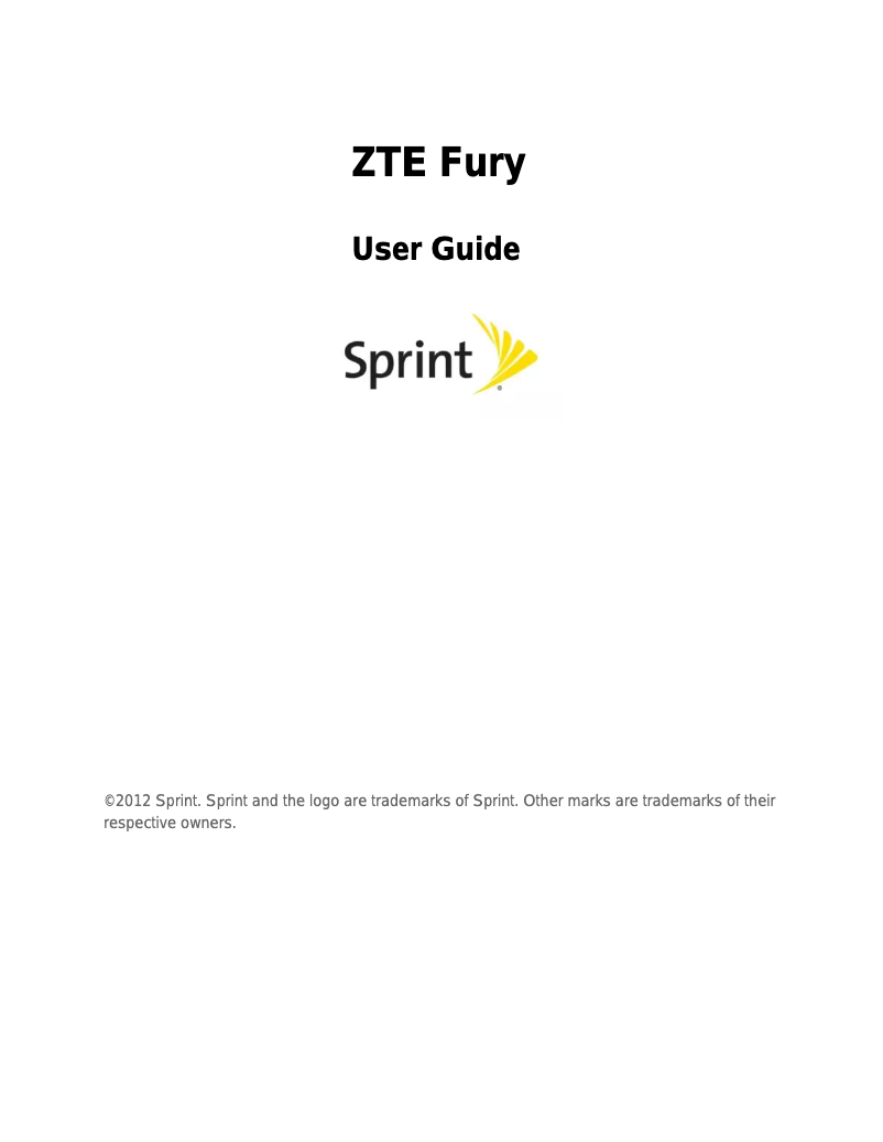 Page 1 of the manual User Manual ZTE Fury