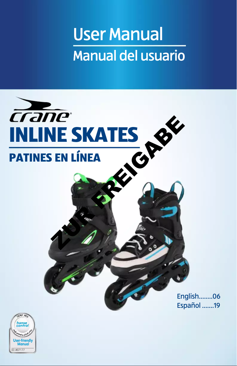 First page image of the manual for Inline Skates ANS-16-052