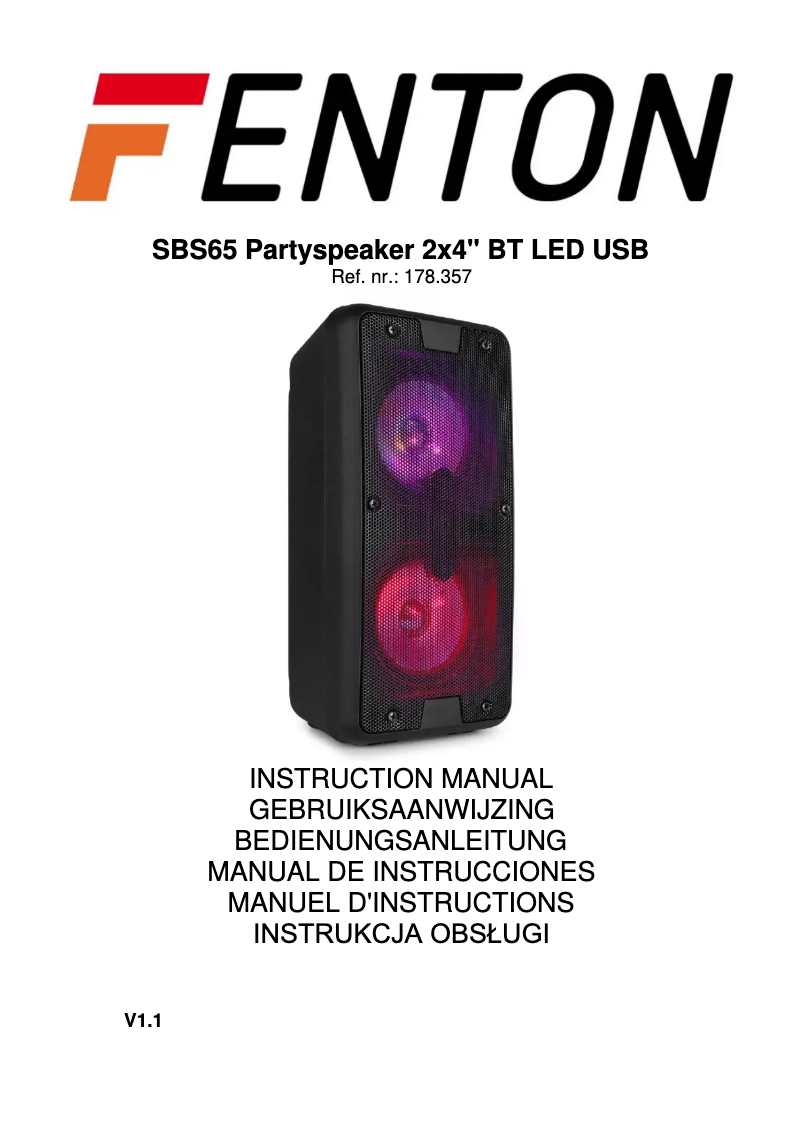 Page 1 of the manual User Manual Fenton SBS65