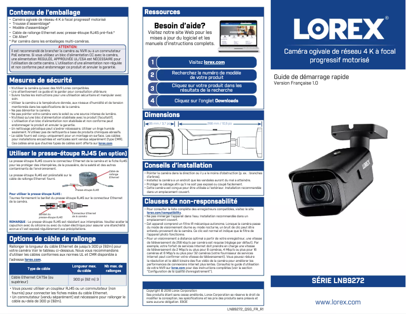 Page 1 of the manual User Manual Lorex LNB9272
