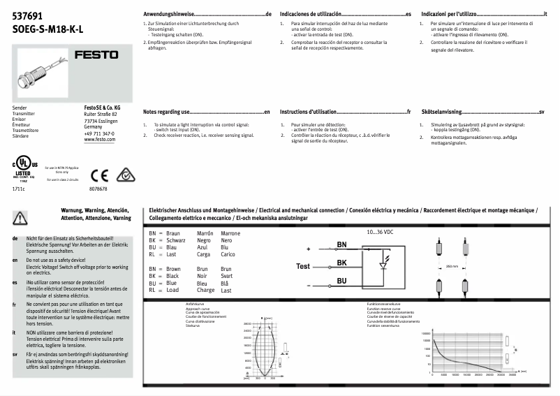 First page image of the manual for SOEG-S-M18-K-L