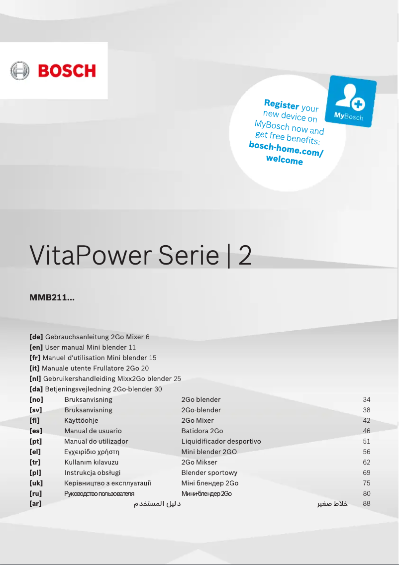 Page 1 of the manual User Manual Bosch VitaPower MMB2111S
