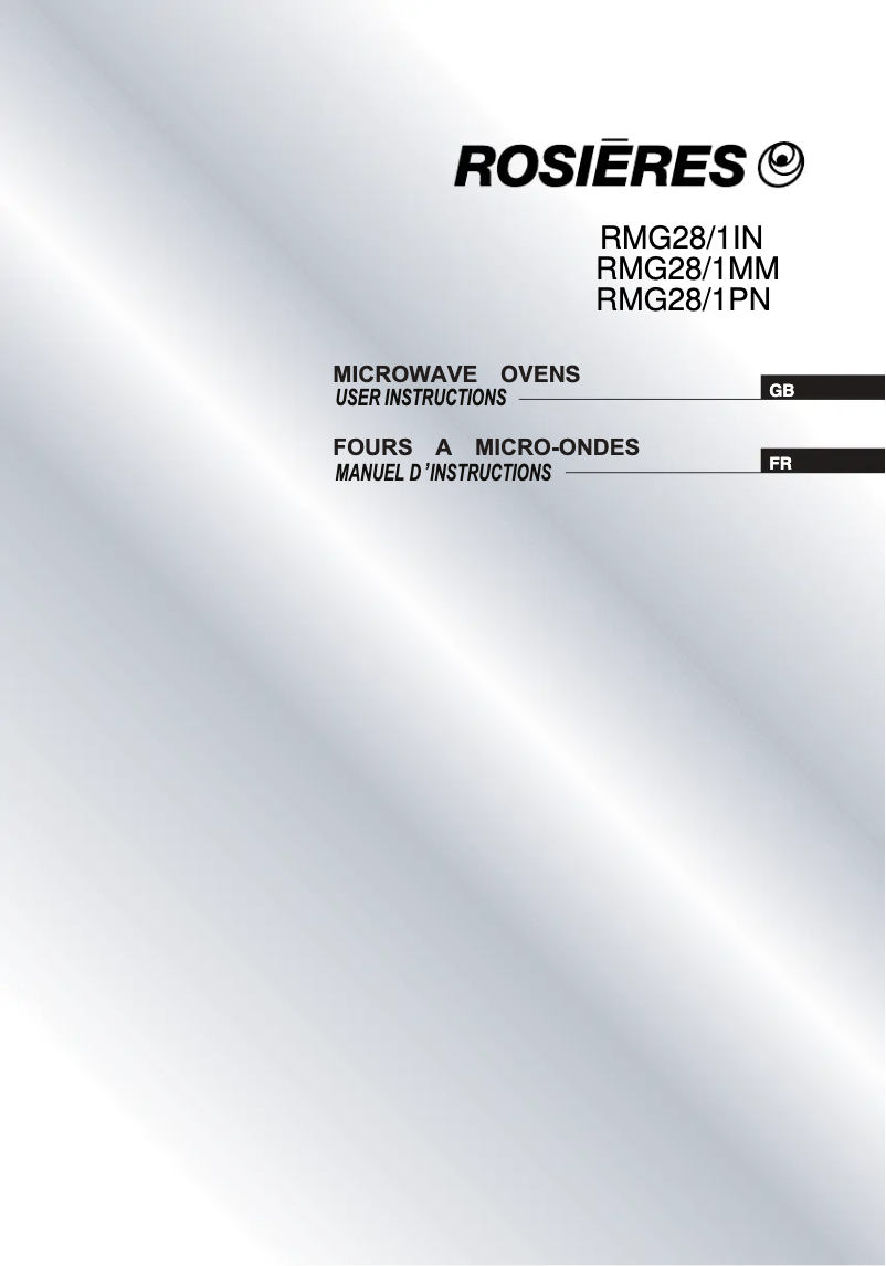 Page 1 of the manual User Manual Rosieres RMG 28/1PN