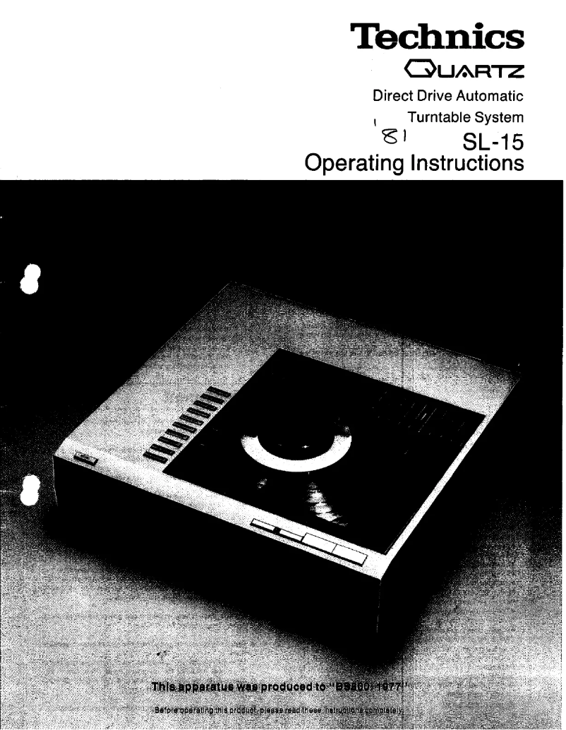 First page image of the manual for SL-15