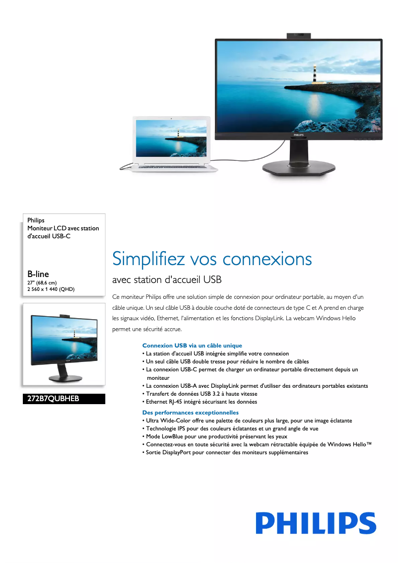 First page image of the manual for B Line 272B7QUBHEB