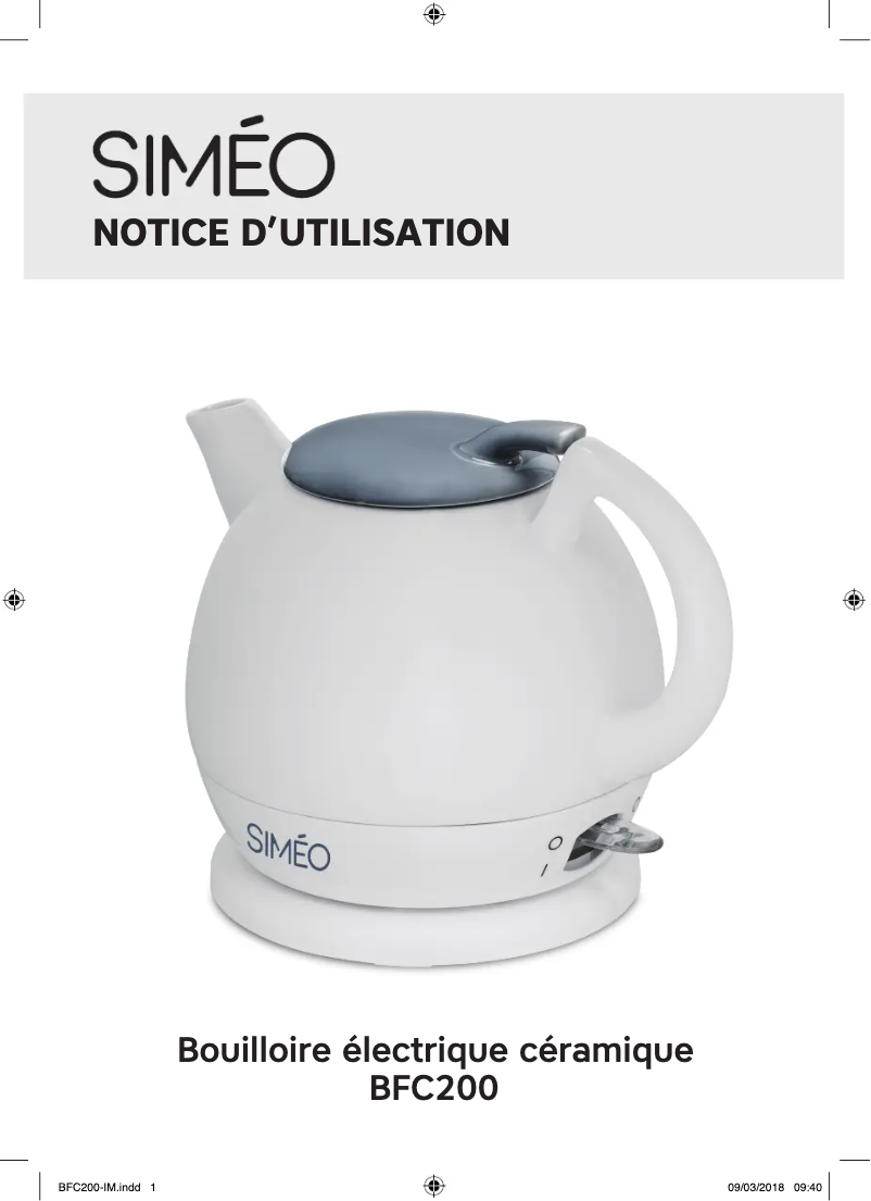 Page 1 de la notice Manuel utilisateur Siméo BFC200