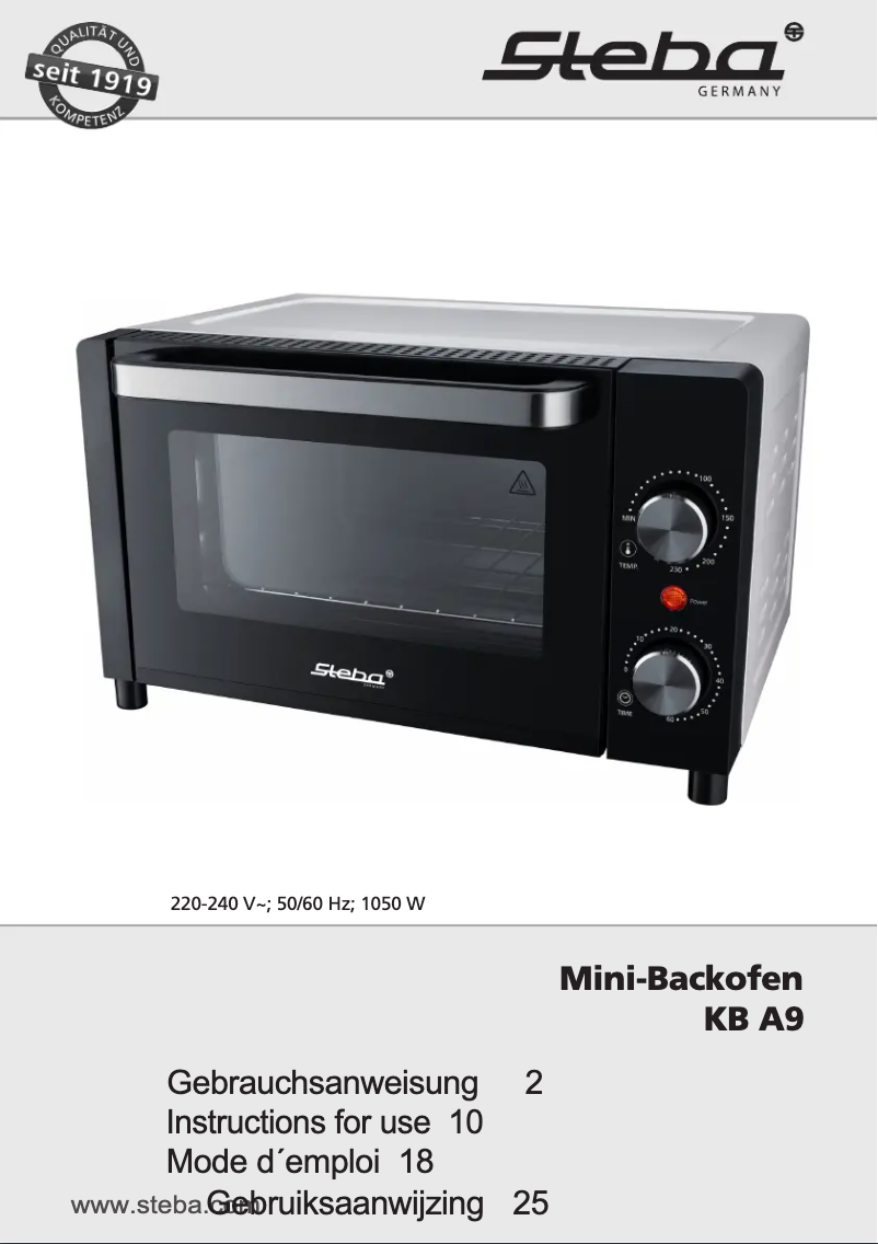 Page 1 of the manual User Manual Steba KB A9