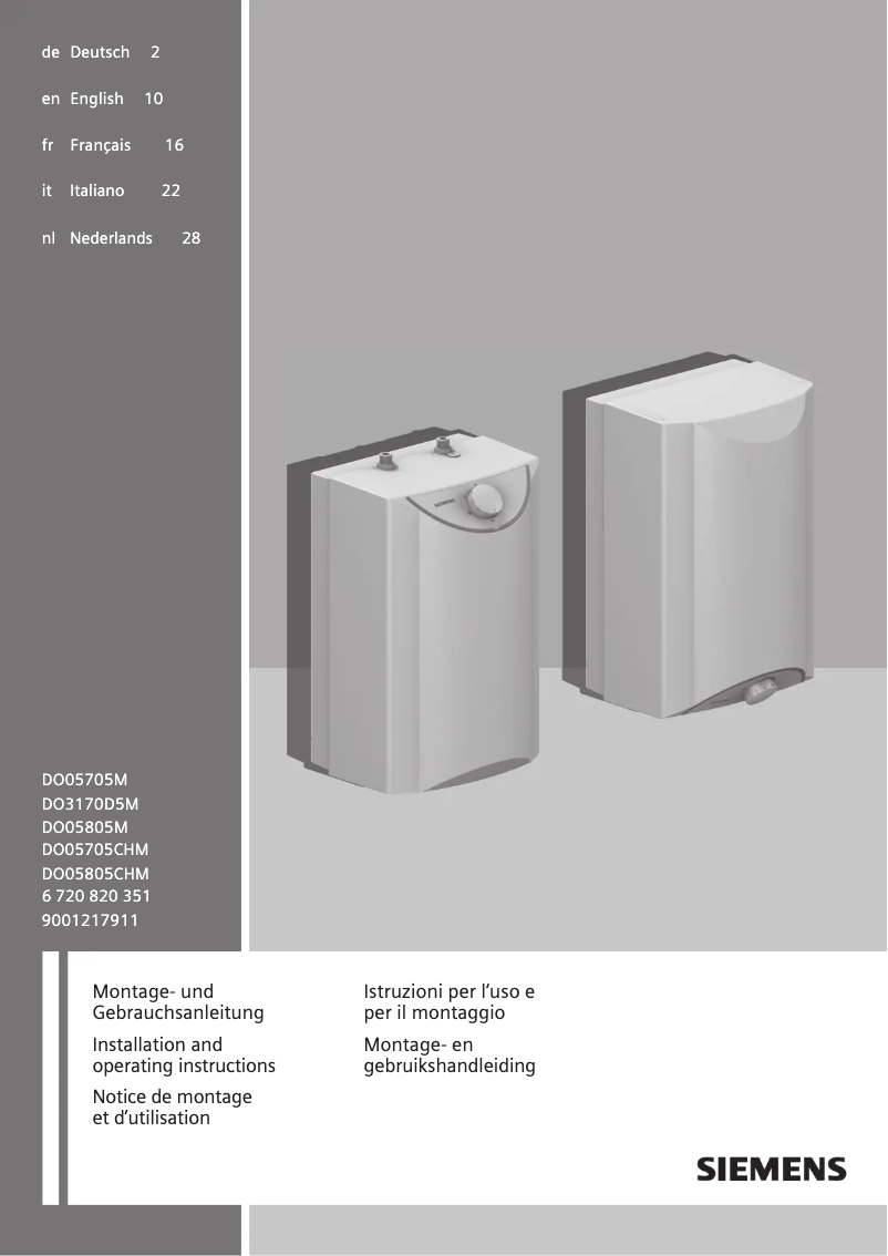 Page 1 of the manual User Manual Siemens DO05705CHM