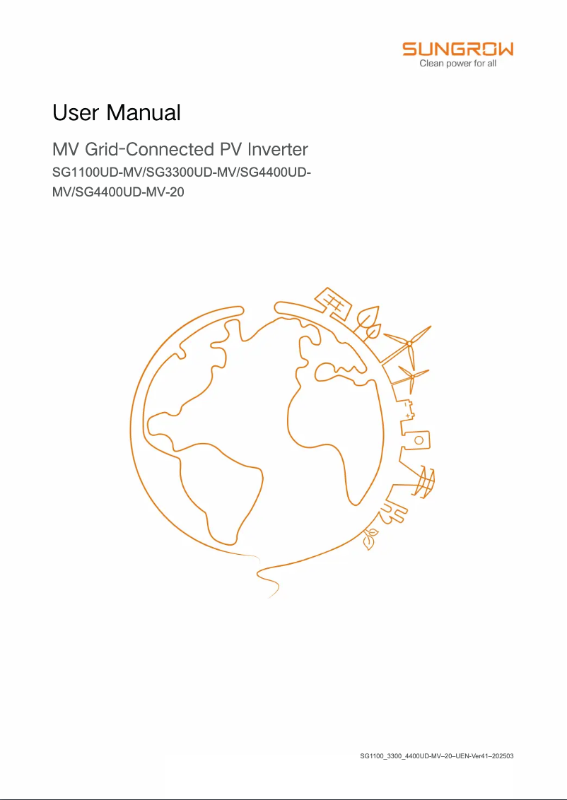 Page 1 of the manual User Manual Sungrow SG4400UD-MV-20
