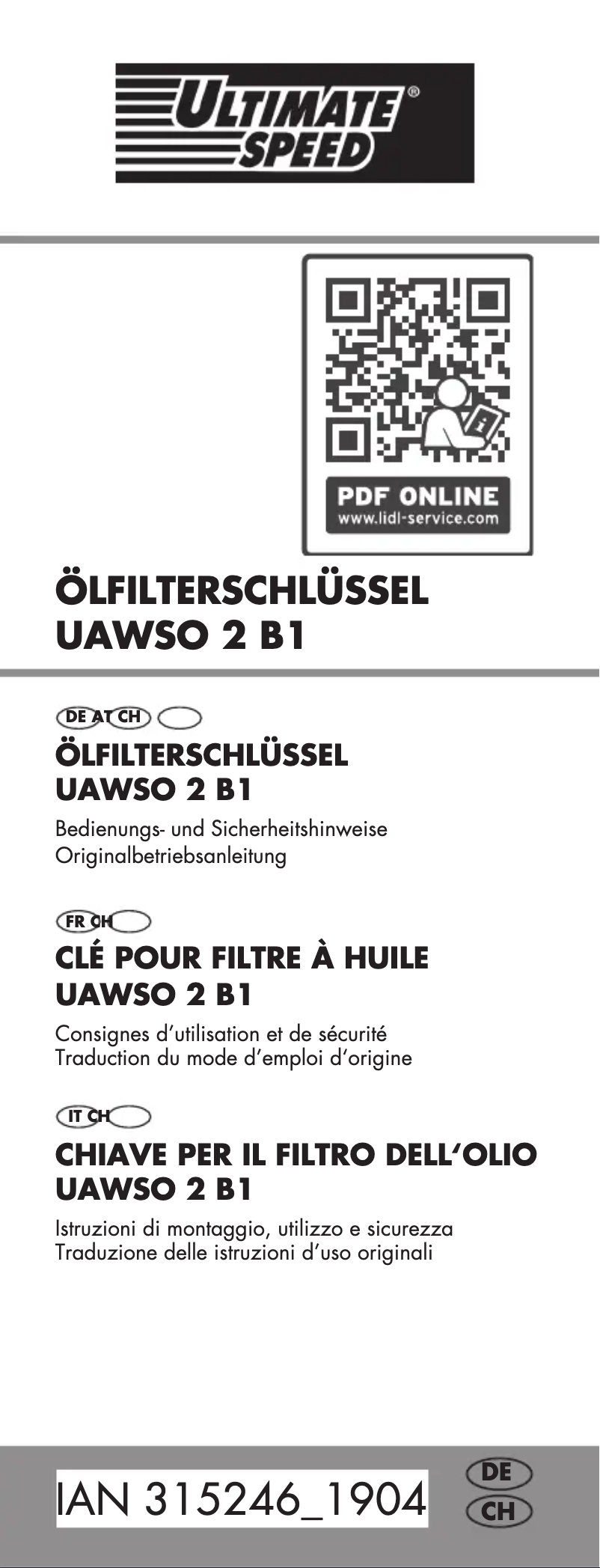 First page image of the manual for UAWSO 2 B1