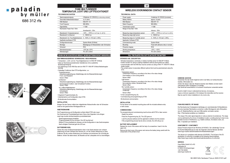First page image of the manual for 686 312 rfs
