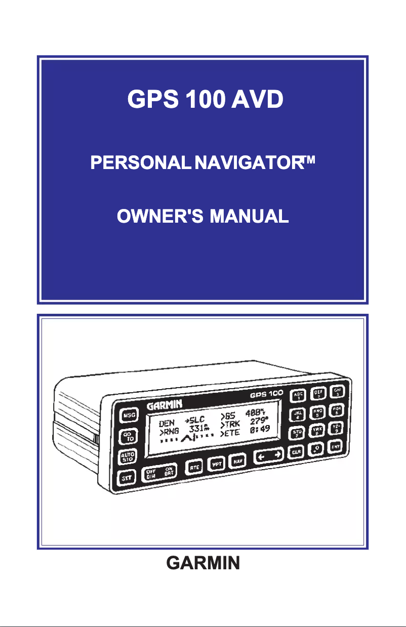 Page 1 of the manual User Manual Garmin GPS 100AVD