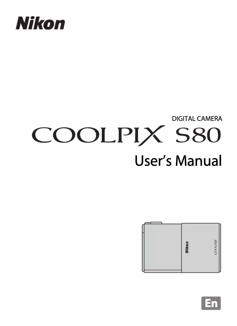 First page image of the manual for Coolpix S80