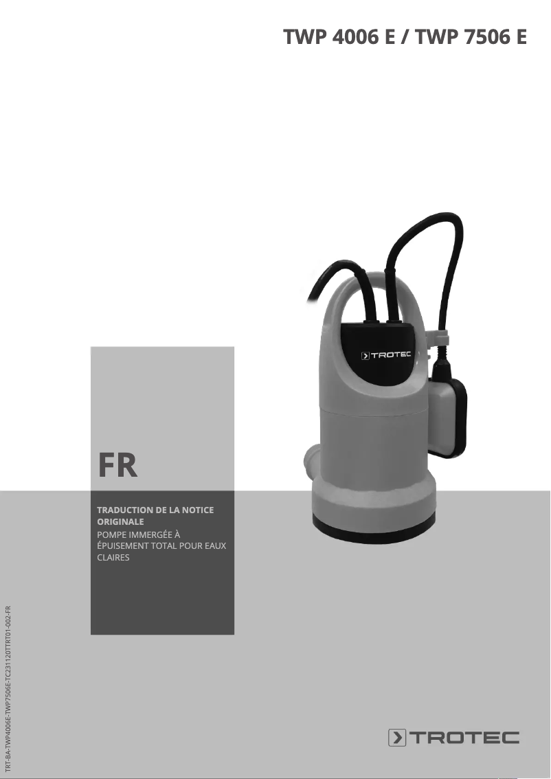 Page 1 of the manual User Manual Trotec TWP 4006 E