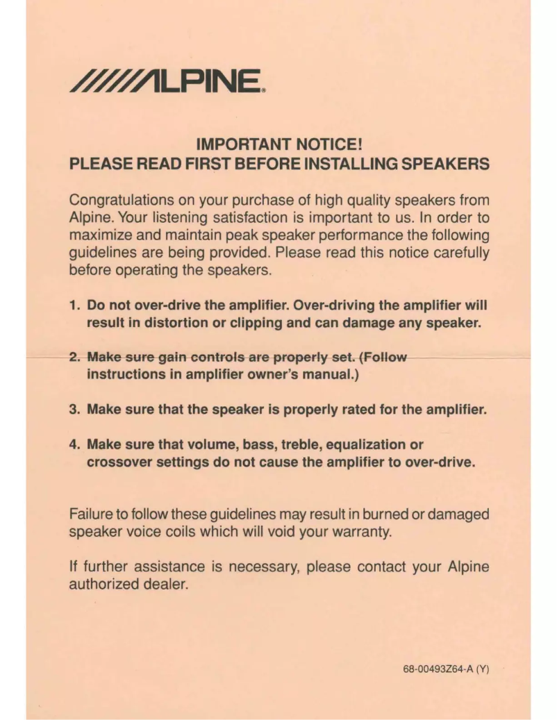 Page 1 of the manual User Manual Alpine SPE-5000