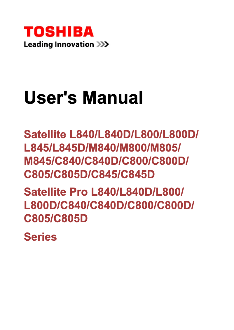 Page 1 of the manual User Manual Toshiba Satellite C840