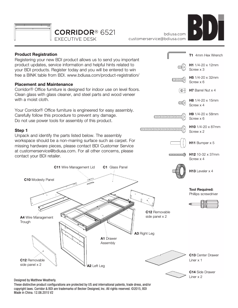 Page 1 of the manual User Manual BDI Corridor 6521