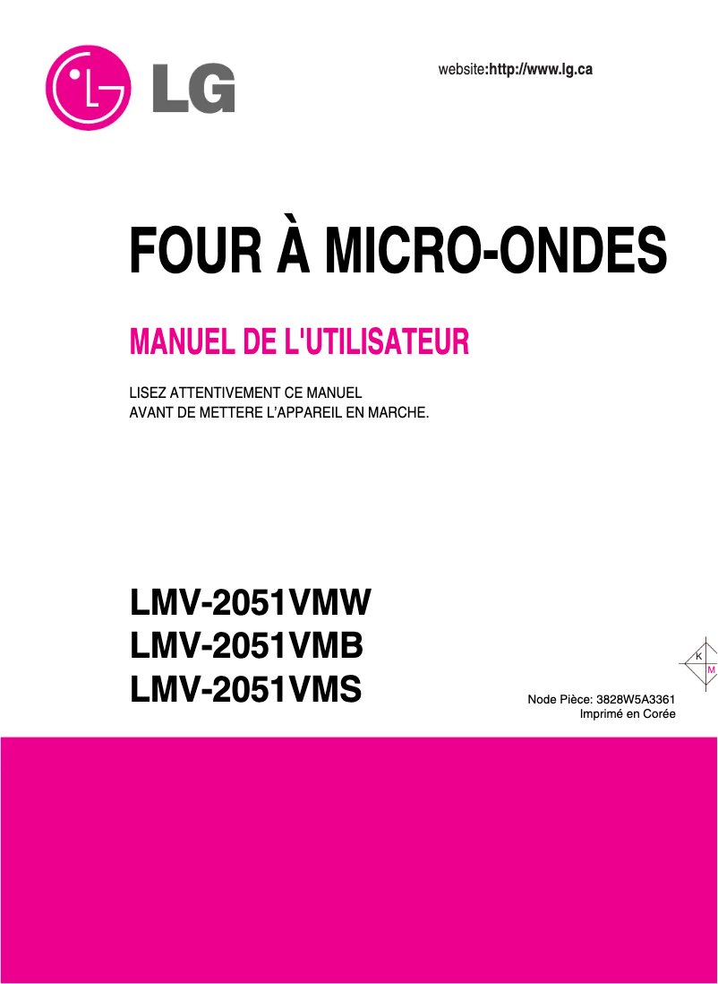 Page 1 of the manual User Manual LG LMV-2051VMS