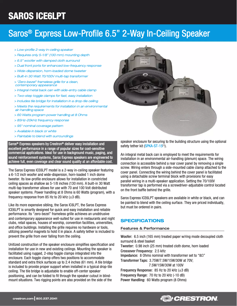 Image de la première page du manuel de l'appareil Saros ICE6LPT-B-T-EACH