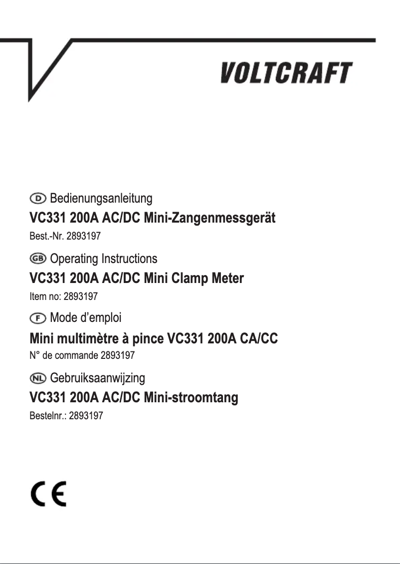 First page image of the manual for VC331