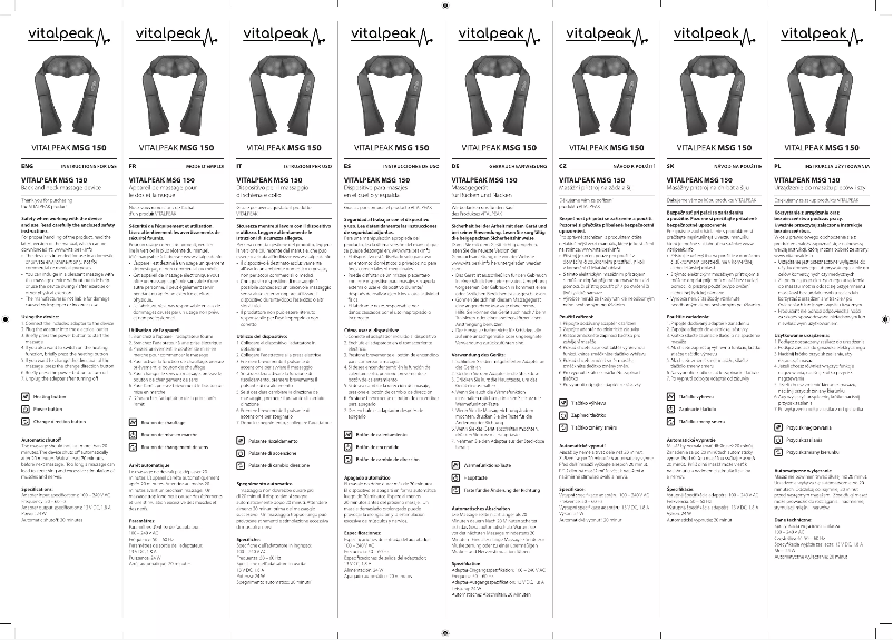 First page image of the manual for MSG 150