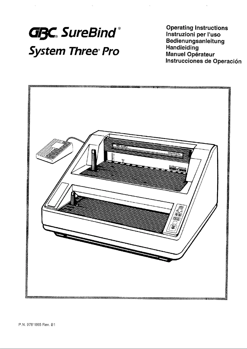 First page image of the manual for SureBind System Three Pro
