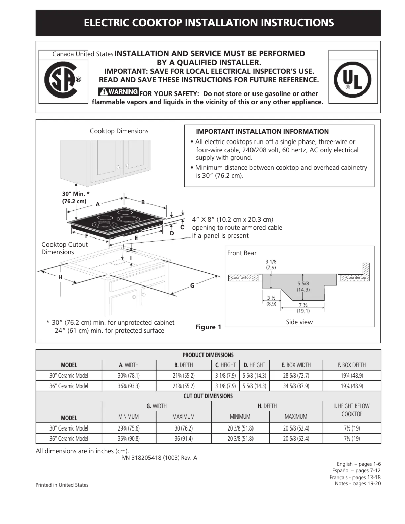 Page 1 of the manual Installation Guide Electrolux EW36EC55GB