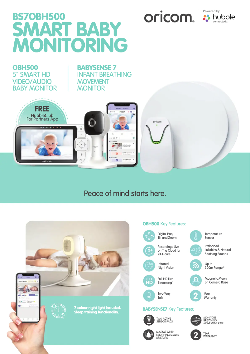 Image de la première page du manuel de l'appareil BabySense 7 OBH500