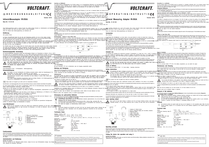 Page 1 of the manual User Manual Voltcraft IR-550A
