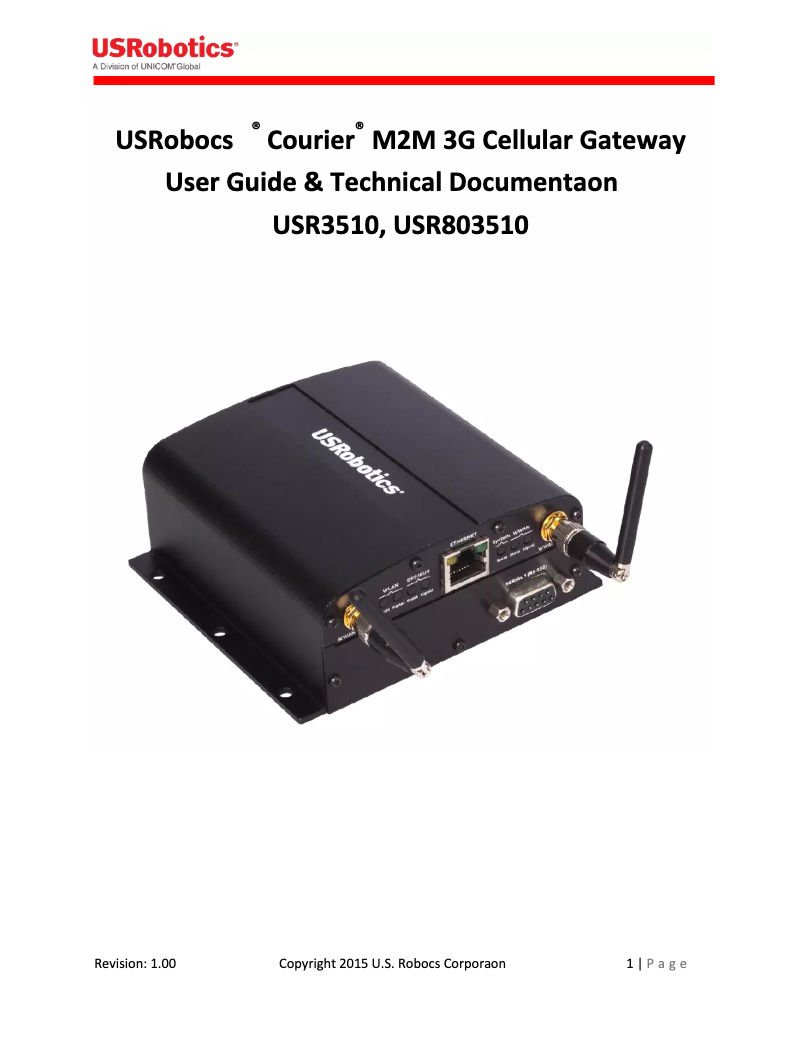 Page 1 of the manual User Manual US Robotics USR803510