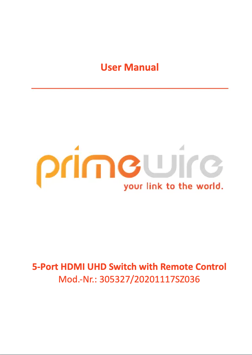 Page 1 of the manual User Manual Primewire 305327
