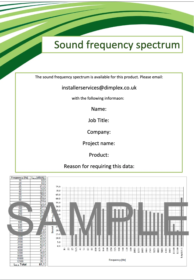 Page 1 of the manual Technical Sheet Dimplex SI 90TU