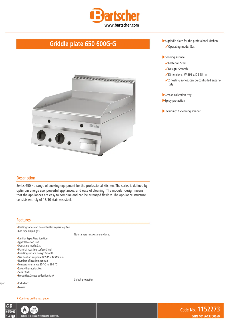 First page image of the manual for 600G-G