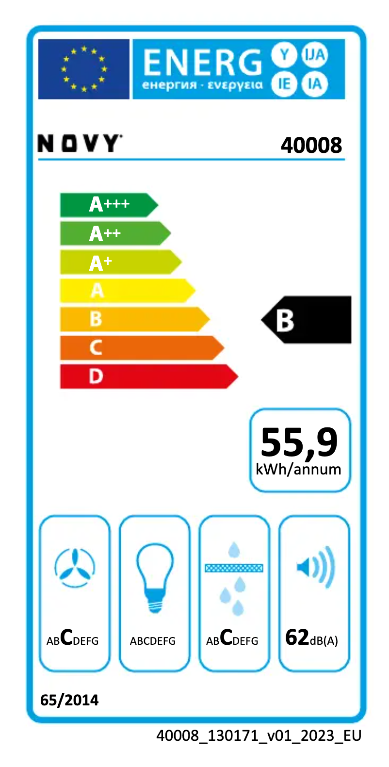 Page 1 of the manual Energy Label Novy Up Power 40008
