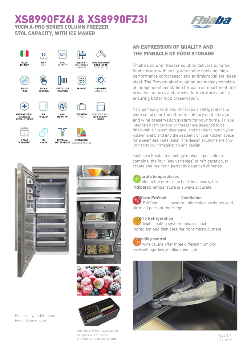 Page 1 of the manual Technical Sheet Fhiaba XS8990FZ6IA