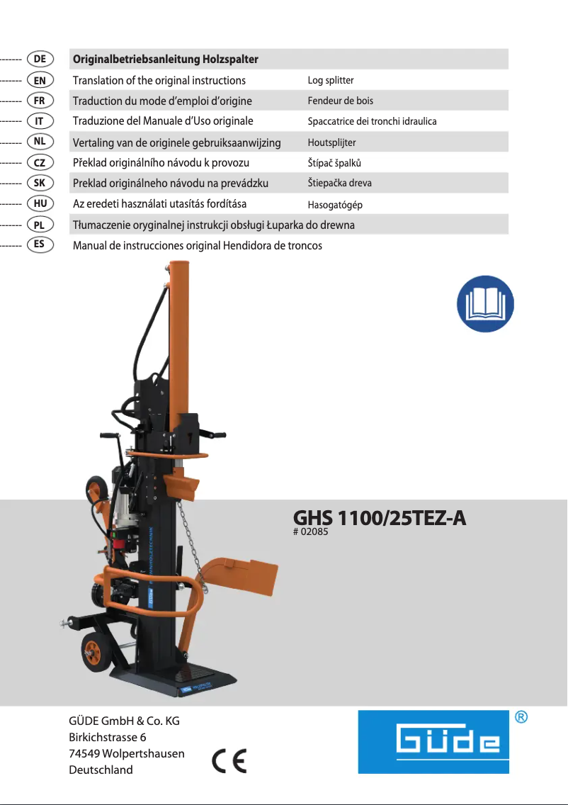 First page image of the manual for GHS 1100/25TEZ-A