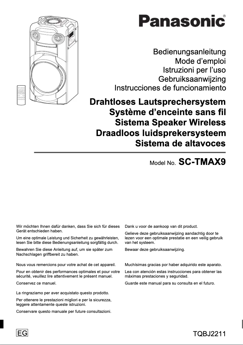 First page image of the manual for SC-TMAX9