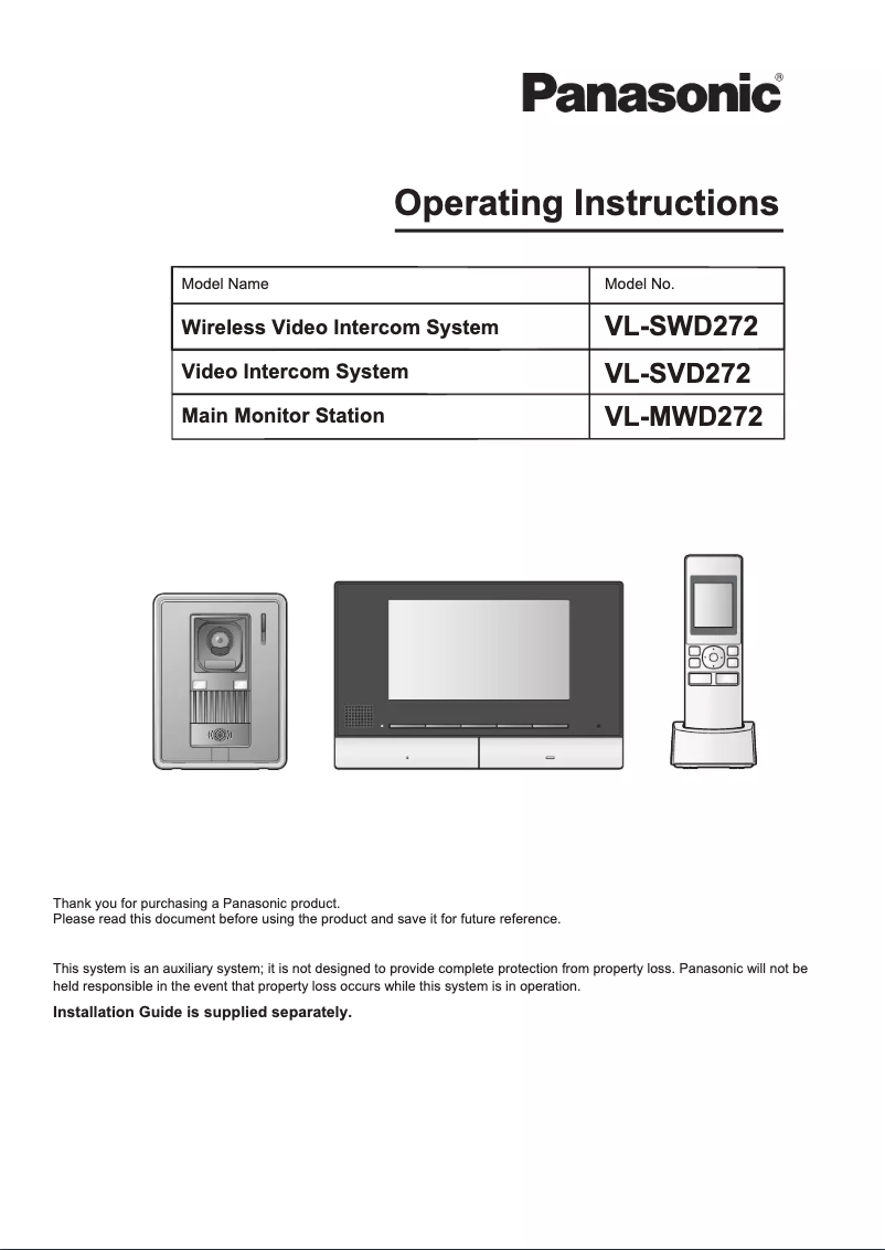 First page image of the manual for VL-SWD272