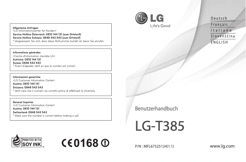 First page image of the manual for T385