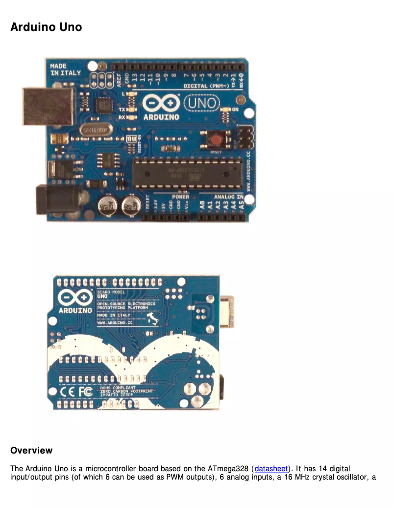 First page image of the manual for Uno