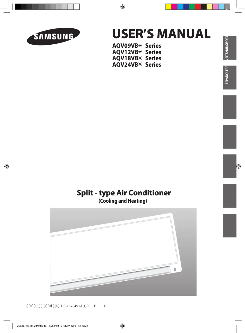 Page 1 of the manual User Manual Samsung AVXWNH036EE