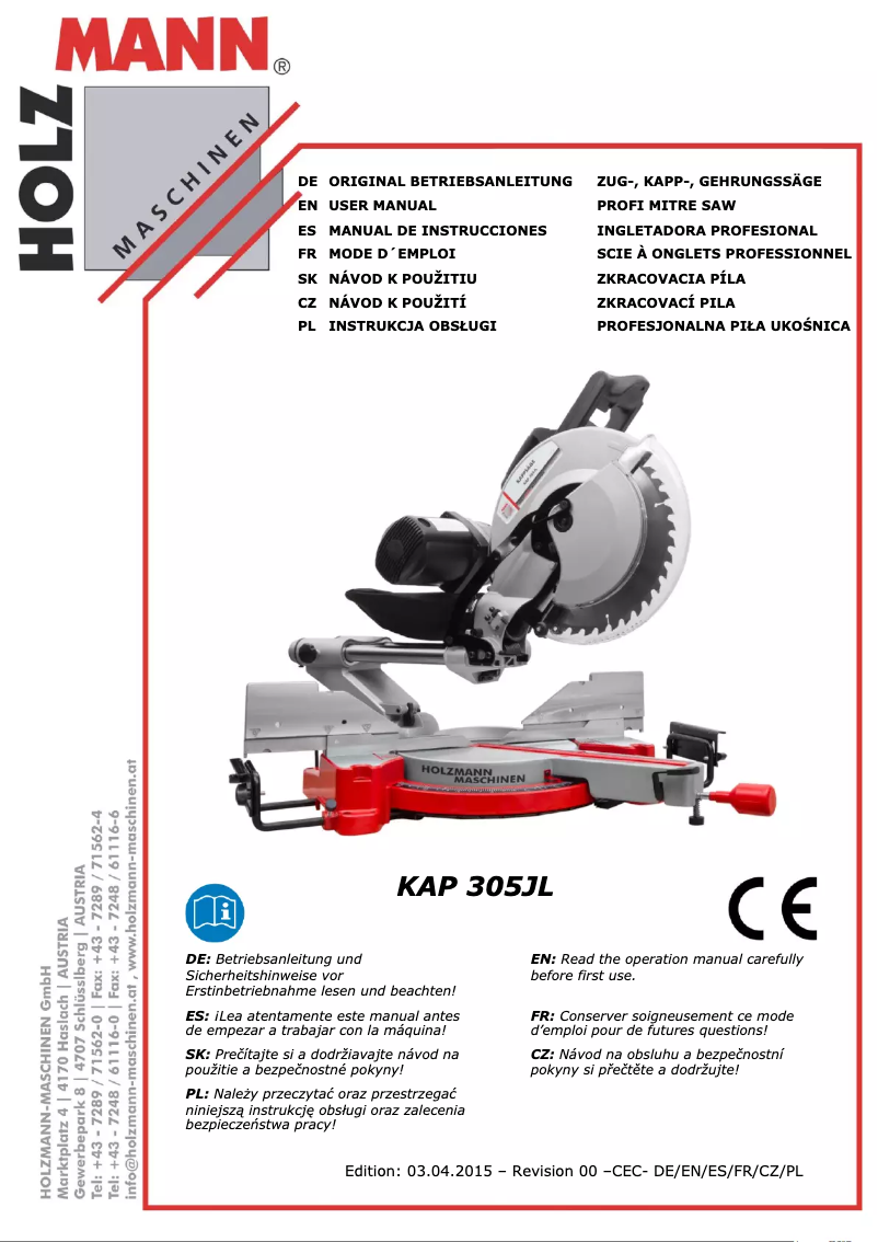 Page 1 of the manual User Manual Holzmann KAP 305JL
