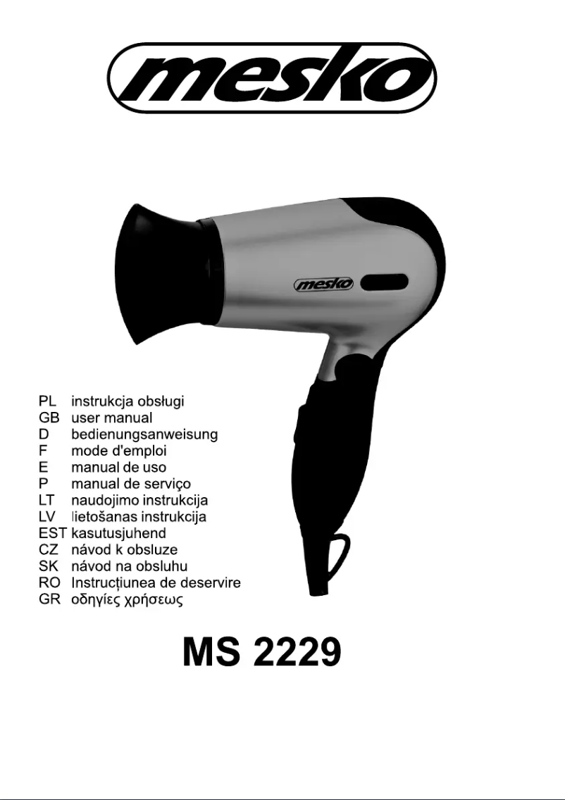 Page 1 de la notice Manuel utilisateur Mesko MS 2229